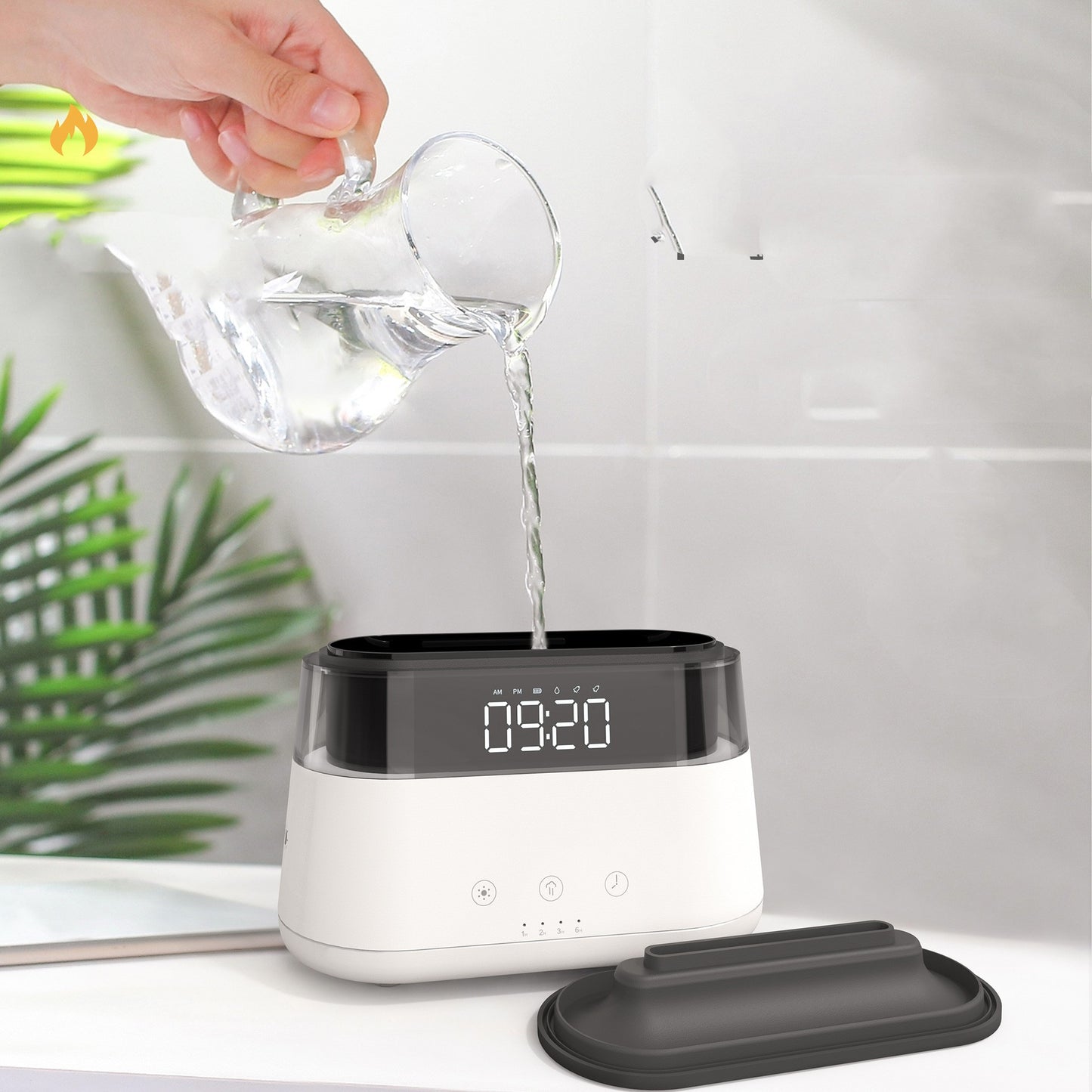 Flame Humidifier With Clock